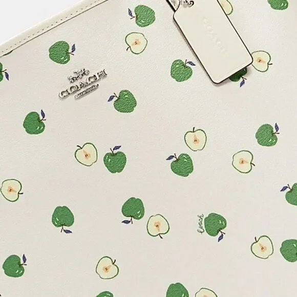 NWT Coach Leather City Tote With Apple Print - Picture 6 of 7